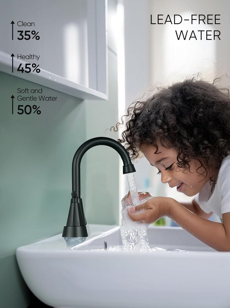 Cobbe Bathroom Faucets for Sink 3 Hole, 4 Inch with Pop Up Drain and 2 Supply Hoses, 2 Handle Centerset Bathroom Faucet for Sink Vanity, Midnight Black Matte, 2 Pack - Image 3